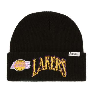 Mitchell n Ness Unisex Basketball Suga Glitch Cuff Knit Los Angeles Lakers HK2073-LALBLCK Topi Beani