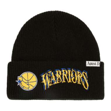 Mitchell n Ness Unisex Basketball Suga Glitch Cuff Knit Golden State Warriors HK2073-GSWBLCK Topi Be
