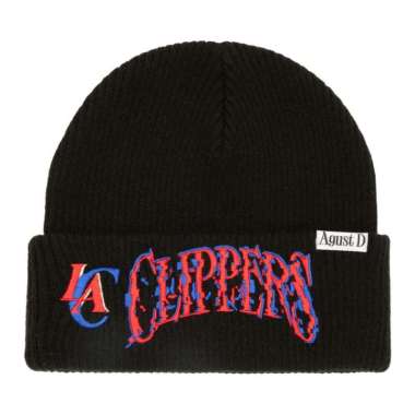 Mitchell n Ness Unisex Basketball Suga Glitch Cuff Knit Los Angeles Clippers HK2073-LACBLCK Topi Bea
