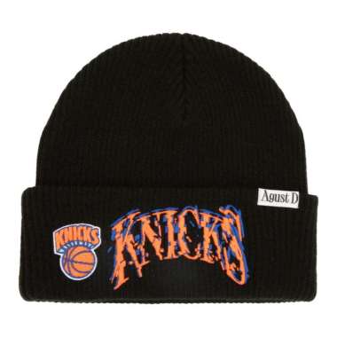 Mitchell n Ness Unisex Basketball Suga Glitch Cuff Knit New York Knicks HK2073-NYKBLCK Topi Beanie B