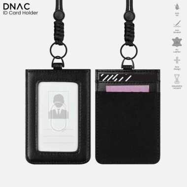 DNAC ID Card Holder with Lanyard Money Pocket - Black Custom Emboss