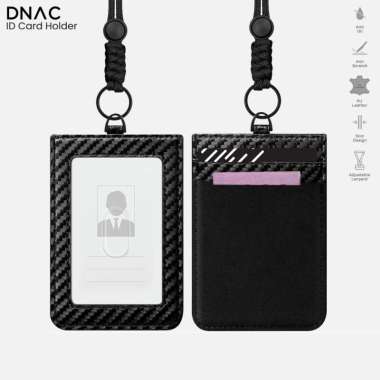 DNAC ID Card Holder with Lanyard Money Pocket - Carbon Black Custom Emboss
