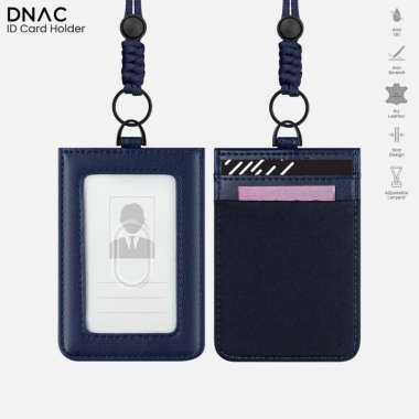 DNAC ID Card Holder with Lanyard Money Pocket -Navy Custom Emboss