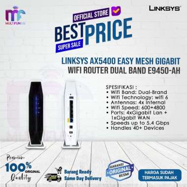Linksys AX5400 Easy Mesh Gigabit WiFi Router Dual Band E9450-AH