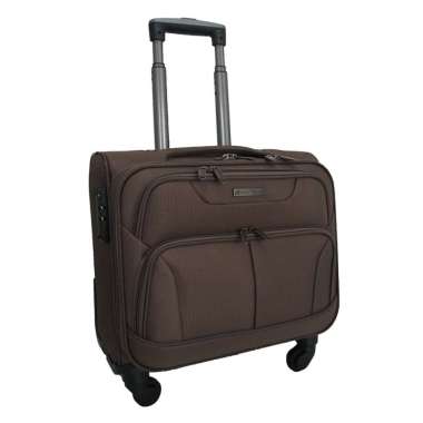 Navy Club Futura Koper Kabin SoftCase - 4 Roda Putar TSA Lock With Laptop Case - Size 16 Inch Coffee