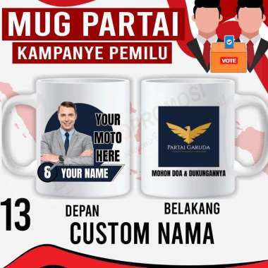 Souvenir Mug Pemilu Custom - Mug Partai - Mug Caleg GARUDA Custom nama + foto
