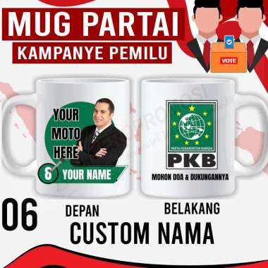 Souvenir Mug Pemilu Custom - Mug Partai - Mug Caleg PKB Custom nama + foto
