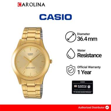 Jam Tangan Pria CASIO General MTP-1128N-9A Gold Dial Gold Stainless Steel Strap