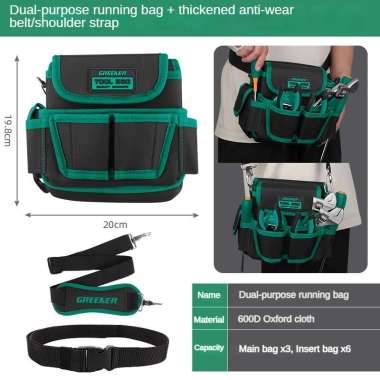 GREENER 2in1 Tool Bag Waist Tool Belt - Tas Alat Perkakas Multifungsi