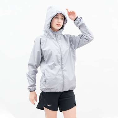 Flexzone Jaket Windbreaker Hoodie Wanita Winder series FJS-505 M Abu