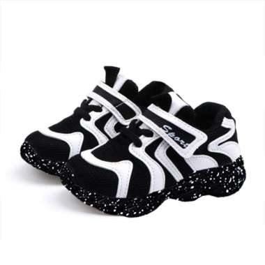 Sepatu Sneaker Anak Unisex Cewek Cowok Sporty Blacky White Zigzag Trendy (ZH-SS023) 29