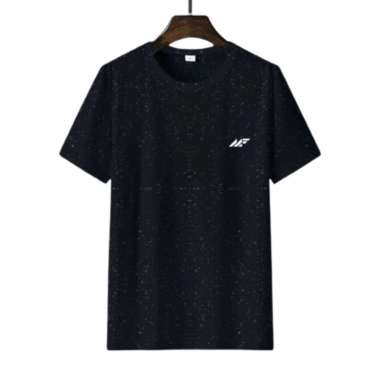 Kaos Polos Muscle Fit Katun 30s O-neck Bintik Lengan Pendek HITAM BINTIK XL