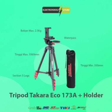 Tripod Takara Eco 173A Free Tas - Tripod Kamera DSLR Nikon - Canon - Fujifilm - Sony