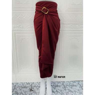 Rok Lilit Kain Serut Polos Satin Silk Bawahan Kebaya Modern MAROON