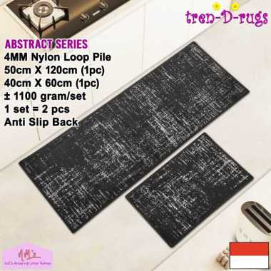 Tren-D-rugs Keset kaki motif abstrak modern alas lantai dapur panjang anti slip 1 set isi 2pcs - NMs