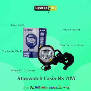 Stopwatch Casio HS-70W | Stop Watch Casio HS70W Alat Pengukur Waktu 2.5 Black Metalic