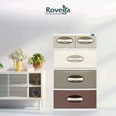 Rovega Lemari Laci Plastik / Kabinet Kharisma 4 Susun Food Grade CKH-440 Cream Brown