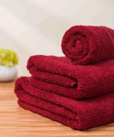OEM Bath Towel Handuk Mandi Hotel - Putih Maroon