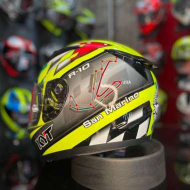 KYT R10 Flat Visor San Marino Helm Full Face M Yellow Fluo