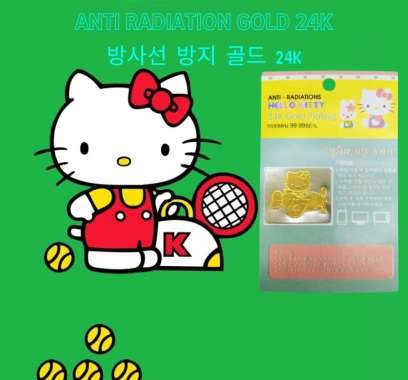 Healthy Gold 24K 99.99 Persen Motif Hello Kitty on Plane Sticker Anti Radiasi Handphone Gold