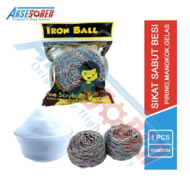 Sikat Cuci Piring Sabut Besi Iron Bull [35 gram] / Spons Mangkok Stainless Grey