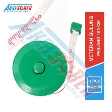 Meteran Gulung Aksesoren [150 cm] / Alat Ukur Putar Mengukur Badan Baju Kain Barang Hijau
