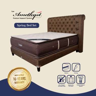 American Pillo Amethyst Double Pillo Top Springbed Set 180 x 200 Dark Brown