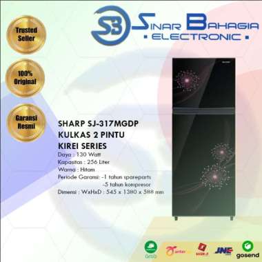 SHARP SJ-317MGDP KULKAS 2 PINTU KIREI SERIES (NEW) ( KHUSUS BANDUNG) Unit Only Hitam Bandung