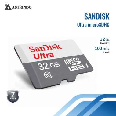 SanDisk Ultra microSDHC, SQUNR 32GB, C10, UHS-1, 100MB/s R, 3x5, 7Y [SDSQUNR-032G-GN3MN] Grey