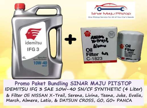 Paket Bundling Oli IDEMITSU 10W-40 API SN/CF Original 4 Liter & Filter Oli Mobil DATSUN GO HATCHBACK