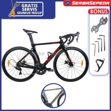 Twitter Thunder Disc Brake Sepeda Roadbike Shimano 105 Hitam Merah (Frame 48)