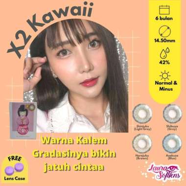 Softlens X2 kawaii Shibuya grey lensa kontak exoticon soflen normal minus Normal shinjuku light grey