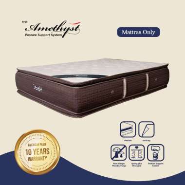American Pillo Amethyst Double Pillow Top Matras Springbed - Coklat 200 x 200 Dark Brown Kota Suraba