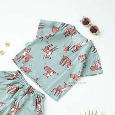 Joyfulbaby Deer Baju Setelan Anak Rayon Tanpa Kerah S