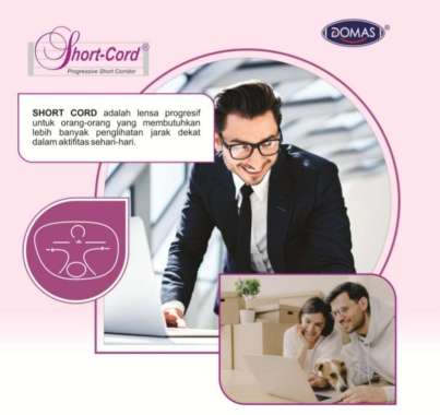 LENSA KACAMATA PROGRESIF SHORT CORD ANTI REFLEKSI DOMAS