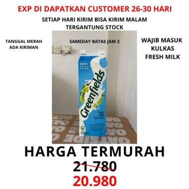 Promo Harga Greenfields Fresh Milk Full Cream 1000 ml - Blibli