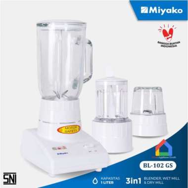 Miyako BL 102 GS Blender Kaca (3 in 1) Putih