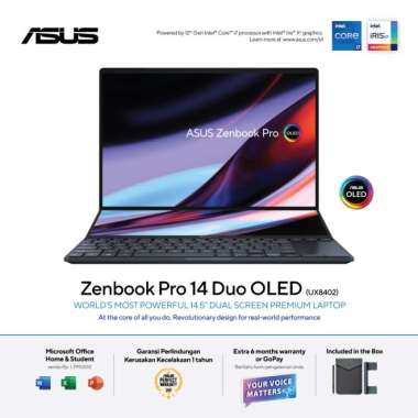 ASUS ZenBook Pro 14 Duo OLED UX8402ZA-OLEDS752 - Tech Black (Intel® Core™ i7-12700H/Intel Iris Xᵉ Graphics/16GB/512GB/14.5inch Touch/WIN11+OHS)