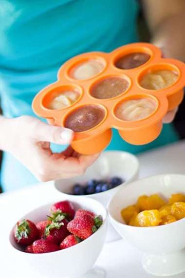 BABY SILICONE FREEZE FOOD CONTAINER / CONTAINER MPASI BAYI Kecil Biru