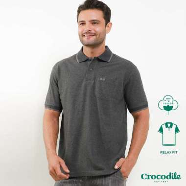 Crocodile COLE 4 - Kaos Kerah Pria Men Polo Original Relax fit - Katun Smoke Grey XL