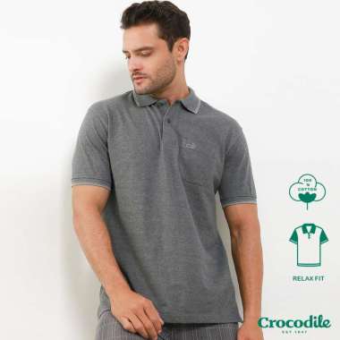 Crocodile COLE 4 - Kaos Kerah Pria Men Polo Original Relax fit - Katun Lead Grey XL
