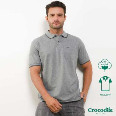 Crocodile COLE 4 - Kaos Kerah Pria Men Polo Original Relax fit - Katun Fossil Grey XL