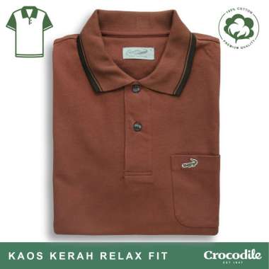 Crocodile COLE 5 - Kaos Kerah Pria Men Polo Original Relax fit - Katun Cinnamon Brown XL