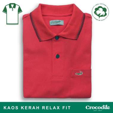 Crocodile COLE 5 - Kaos Kerah Pria Men Polo Original Relax fit - Katun Chili Red XL