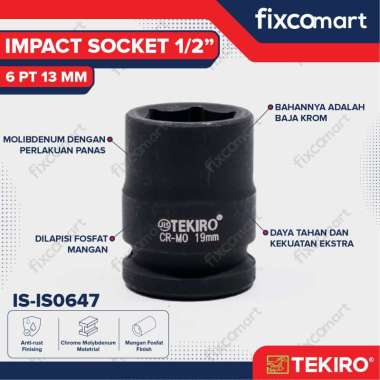 Tekiro Impact Socket 1/2 inch 6 PT 13 mm / mata sock impact