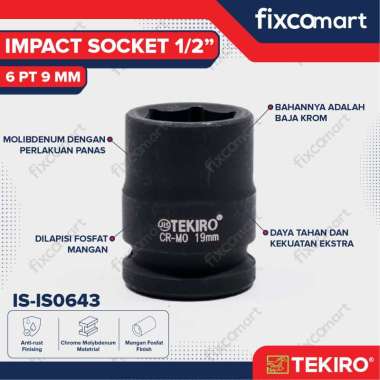 Tekiro Impact Socket 1/2 inch 6 PT 9 mm / mata sock impact