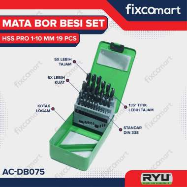 Mata Bor Besi Set 1-13 mm / RYU HSS PRO Set - 1 – 10 MM 19 PCS