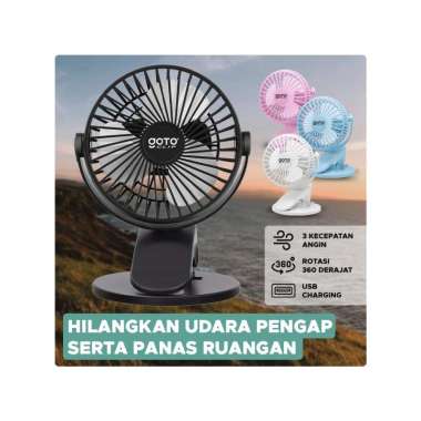 Goto Clip Mini Fan Rotating Kipas Angin Meja Mini Jepit Portable USB White