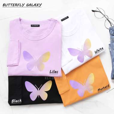 ELLIPSESINC Kaos Oversize Wanita Lengan Panjang Kupu Galaxy XL Lilac