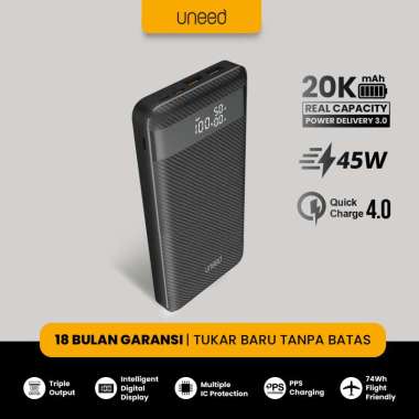 UNEED 20000mAh Powerbank Support Laptop 45W QC 4.0 PD 3.0 PPS - UPB152